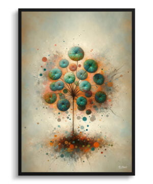 Pilea (Pilea Peperomioides) Oil Painting Style Art Print - Whimsical Painting Framed Plant Wall Art