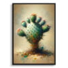 Prickly Pear Cactus (Opuntia) Oil Painting Style Art Print - Whimsical Painting Framed Plant Wall Art 1 oil whimsical home plants prickly pear cactusopuntia front view