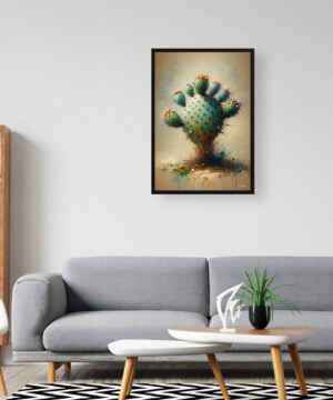 Prickly Pear Cactus (Opuntia) Oil Painting Style Art Print - Whimsical Painting Framed Plant Wall Art 16 Prickly Pear Cactus (Opuntia) Oil Painting Style Art Print - Whimsical Painting Framed Plant Wall Art - Image 3