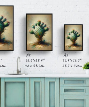 Prickly Pear Cactus (Opuntia) Oil Painting Style Art Print - Whimsical Painting Framed Plant Wall Art 17 Prickly Pear Cactus (Opuntia) Oil Painting Style Art Print - Whimsical Painting Framed Plant Wall Art - Image 4