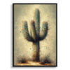 Saguaro Cactus (Carnegiea gigantea) Oil Painting Style Art Print - Whimsical Painting Framed Plant Wall Art 1 oil whimsical home plants saguaro cactuscarnegiea gigantea front view
