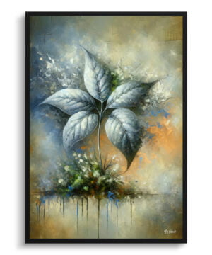 Silver Leaf Philodendron (Philodendron Brandtianum) Oil Painting Style Art Print - Whimsical Painting Framed Plant Wall Art
