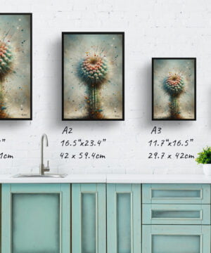 Strawberry cactus (Echinocereus stramineus) Oil Painting Style Art Print - Whimsical Painting Framed Plant Wall Art 17 Strawberry cactus (Echinocereus stramineus) Oil Painting Style Art Print - Whimsical Painting Framed Plant Wall Art - Image 4