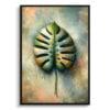Swiss cheese plant (Monstera deliciosa) Oil Painting Style Art Print - Whimsical Painting Framed Plant Wall Art 1 oil whimsical home plants swiss cheese plantmonstera deliciosa front view