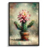 Thanksgiving Cactus (Schlumbergera truncata) Oil Painting Style Art Print - Whimsical Painting Framed Plant Wall Art 2 oil whimsical home plants thanksgiving cactusschlumbergera truncata front view