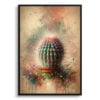 Thimble Cactus (Mammillaria gracilis fragilis) Oil Painting Style Art Print - Whimsical Painting Framed Plant Wall Art 2 oil whimsical home plants thimble cactusmammillaria gracilis fragilis front view