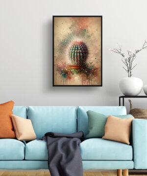 Thimble Cactus (Mammillaria gracilis fragilis) Oil Painting Style Art Print - Whimsical Painting Framed Plant Wall Art 15 Thimble Cactus (Mammillaria gracilis fragilis) Oil Painting Style Art Print - Whimsical Painting Framed Plant Wall Art - Image 2