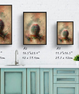 Thimble Cactus (Mammillaria gracilis fragilis) Oil Painting Style Art Print - Whimsical Painting Framed Plant Wall Art 17 Thimble Cactus (Mammillaria gracilis fragilis) Oil Painting Style Art Print - Whimsical Painting Framed Plant Wall Art - Image 4