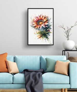 African Daisies (Gazania) Watercolour Botanical Art Print - Blotted Painting Framed Plant Wall Art - Image 2