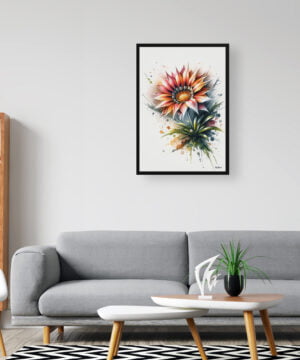 African Daisies (Gazania) Watercolour Botanical Art Print - Blotted Painting Framed Plant Wall Art - Image 3