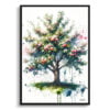 Apple tree (Malus Domestica) Watercolour Botanical Art Print - Blotted Painting Framed Plant Wall Art 2 watercolour blotted flowers apple treemalus domestica front view