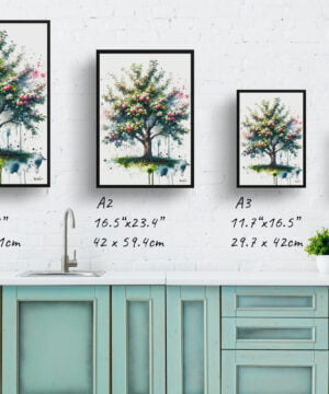 Apple tree (Malus Domestica) Watercolour Botanical Art Print - Blotted Painting Framed Plant Wall Art 17 Apple tree (Malus Domestica) Watercolour Botanical Art Print - Blotted Painting Framed Plant Wall Art - Image 4