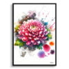 Asteraceae (Chrysanthemum) Watercolour Botanical Art Print - Blotted Painting Framed Plant Wall Art 2 watercolour blotted flowers asteraceaechrysanthemum front view