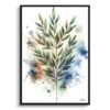 Bay Laurel (Laurus nobilisl) Watercolour Botanical Art Print - Blotted Painting Framed Plant Wall Art 2 watercolour blotted flowers bay laurellaurus nobilisl front view