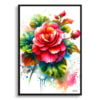 Begonia Inferno (Begonia) Watercolour Botanical Art Print - Blotted Painting Framed Plant Wall Art 1 watercolour blotted flowers begonia infernobegonia front view