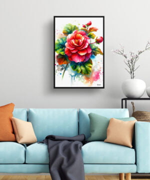 Begonia Inferno (Begonia) Watercolour Botanical Art Print - Blotted Painting Framed Plant Wall Art 15 Begonia Inferno (Begonia) Watercolour Botanical Art Print - Blotted Painting Framed Plant Wall Art - Image 2