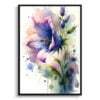 Bellflower (Campanula) Watercolour Botanical Art Print - Blotted Painting Framed Plant Wall Art 1 watercolour blotted flowers bellflowercampanula front view