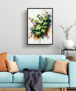 Big Leaved Pepper Vine (Ampelopsis megalophylla) Watercolour Botanical Art Print - Blotted Painting Framed Plant Wall Art 15 Big Leaved Pepper Vine (Ampelopsis megalophylla) Watercolour Botanical Art Print - Blotted Painting Framed Plant Wall Art - Image 2