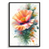 California Poppy (Eschscholzia) Watercolour Botanical Art Print - Blotted Painting Framed Plant Wall Art 1 watercolour blotted flowers california poppyeschscholzia front view