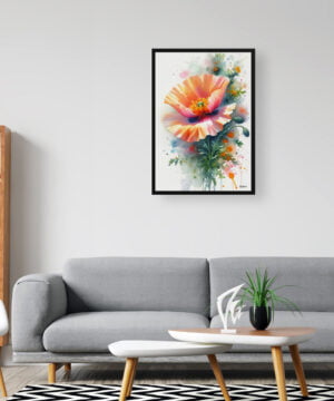 California Poppy (Eschscholzia) Watercolour Botanical Art Print - Blotted Painting Framed Plant Wall Art 16 California Poppy (Eschscholzia) Watercolour Botanical Art Print - Blotted Painting Framed Plant Wall Art - Image 3