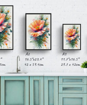 California Poppy (Eschscholzia) Watercolour Botanical Art Print - Blotted Painting Framed Plant Wall Art 17 California Poppy (Eschscholzia) Watercolour Botanical Art Print - Blotted Painting Framed Plant Wall Art - Image 4