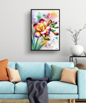 Cape-cowslip (Freesia) Watercolour Botanical Art Print - Blotted Painting Framed Plant Wall Art 15 Cape-cowslip (Freesia) Watercolour Botanical Art Print - Blotted Painting Framed Plant Wall Art - Image 2