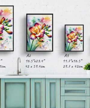 Cape-cowslip (Freesia) Watercolour Botanical Art Print - Blotted Painting Framed Plant Wall Art 17 Cape-cowslip (Freesia) Watercolour Botanical Art Print - Blotted Painting Framed Plant Wall Art - Image 4