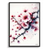 Cherry Blossom (Sakura) Watercolour Botanical Art Print - Blotted Painting Framed Plant Wall Art 1 watercolour blotted flowers cherry blossomsakura front view