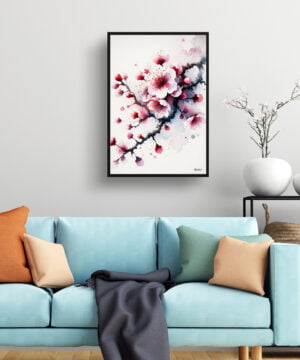 Cherry Blossom (Sakura) Watercolour Botanical Art Print - Blotted Painting Framed Plant Wall Art 15 Cherry Blossom (Sakura) Watercolour Botanical Art Print - Blotted Painting Framed Plant Wall Art - Image 2
