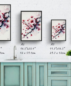 Cherry Blossom (Sakura) Watercolour Botanical Art Print - Blotted Painting Framed Plant Wall Art 17 Cherry Blossom (Sakura) Watercolour Botanical Art Print - Blotted Painting Framed Plant Wall Art - Image 4