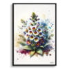 Chinese Forget-me-not (Cynoglossum) Watercolour Botanical Art Print - Blotted Painting Framed Plant Wall Art 2 watercolour blotted flowers chinese forget me notcynoglossum front view