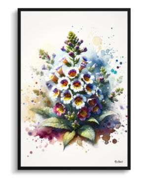 Chinese Forget-me-not (Cynoglossum) Watercolour Botanical Art Print - Blotted Painting Framed Plant Wall Art