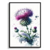 Cotton thistle (Onopordum) Watercolour Botanical Art Print - Blotted Painting Framed Plant Wall Art 1 watercolour blotted flowers cotton thistleonopordum front view