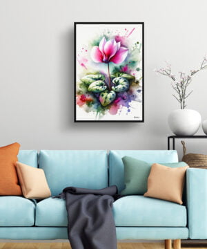 Cyclamen Persicum (Cyclamen) Watercolour Botanical Art Print - Blotted Painting Framed Plant Wall Art 15 Cyclamen Persicum (Cyclamen) Watercolour Botanical Art Print - Blotted Painting Framed Plant Wall Art - Image 2