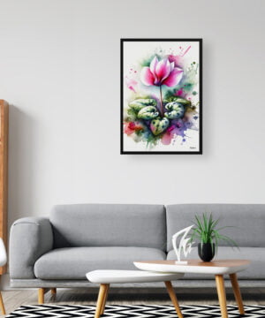 Cyclamen Persicum (Cyclamen) Watercolour Botanical Art Print - Blotted Painting Framed Plant Wall Art 16 Cyclamen Persicum (Cyclamen) Watercolour Botanical Art Print - Blotted Painting Framed Plant Wall Art - Image 3