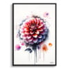 Dahlia (Asteraceae) Watercolour Botanical Art Print - Blotted Painting Framed Plant Wall Art 1 watercolour blotted flowers dahliaasteraceae front view
