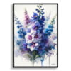 Delphinium (Larkspur) Watercolour Botanical Art Print - Blotted Painting Framed Plant Wall Art