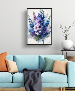 Delphinium (Larkspur) Watercolour Botanical Art Print - Blotted Painting Framed Plant Wall Art 15 Delphinium (Larkspur) Watercolour Botanical Art Print - Blotted Painting Framed Plant Wall Art - Image 2