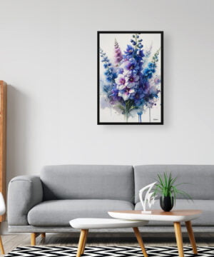 Delphinium (Larkspur) Watercolour Botanical Art Print - Blotted Painting Framed Plant Wall Art 16 Delphinium (Larkspur) Watercolour Botanical Art Print - Blotted Painting Framed Plant Wall Art - Image 3