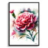Dianthus caryophyllus (Carnation) Watercolour Botanical Art Print - Blotted Painting Framed Plant Wall Art 2 watercolour blotted flowers dianthus caryophylluscarnation front view