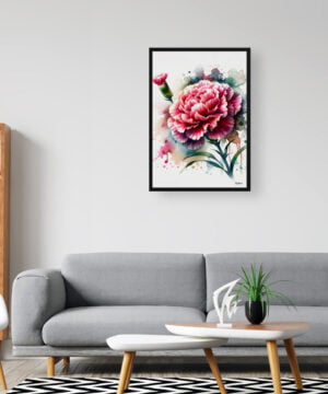 Dianthus caryophyllus (Carnation) Watercolour Botanical Art Print - Blotted Painting Framed Plant Wall Art 16 Dianthus caryophyllus (Carnation) Watercolour Botanical Art Print - Blotted Painting Framed Plant Wall Art - Image 3