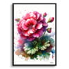 Geranium (Pelargoniums) Watercolour Botanical Art Print - Blotted Painting Framed Plant Wall Art 1 watercolour blotted flowers geraniumpelargoniums front view