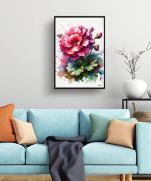Geranium (Pelargoniums) Watercolour Botanical Art Print - Blotted Painting Framed Plant Wall Art 15 Geranium (Pelargoniums) Watercolour Botanical Art Print - Blotted Painting Framed Plant Wall Art - Image 2