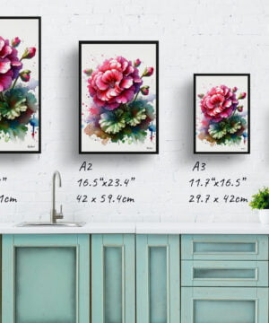 Geranium (Pelargoniums) Watercolour Botanical Art Print - Blotted Painting Framed Plant Wall Art 17 Geranium (Pelargoniums) Watercolour Botanical Art Print - Blotted Painting Framed Plant Wall Art - Image 4