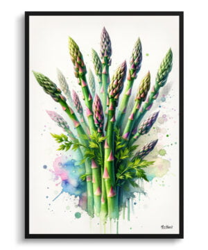 Gijnlim (Asparagus Officinalis) Watercolour Botanical Art Print - Blotted Painting Framed Plant Wall Art