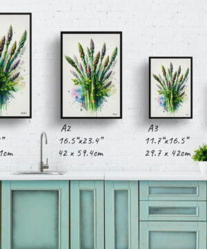 Gijnlim (Asparagus Officinalis) Watercolour Botanical Art Print - Blotted Painting Framed Plant Wall Art 17 Gijnlim (Asparagus Officinalis) Watercolour Botanical Art Print - Blotted Painting Framed Plant Wall Art - Image 4