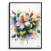 Honeysuckle (Lonicera) Watercolour Botanical Art Print - Blotted Painting Framed Plant Wall Art 2 watercolour blotted flowers honeysucklelonicera front view