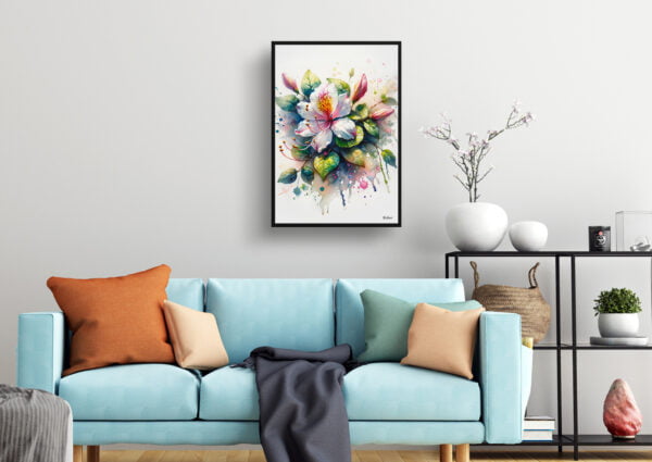 watercolour blotted flowers honeysucklelonicera living room