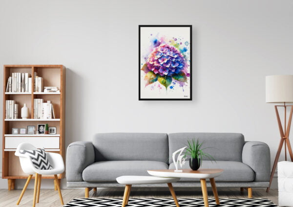 watercolour blotted flowers hortensiahydrangea office