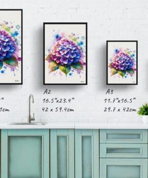Hortensia (Hydrangea) Watercolour Botanical Art Print - Blotted Painting Framed Plant Wall Art 17 Hortensia (Hydrangea) Watercolour Botanical Art Print - Blotted Painting Framed Plant Wall Art - Image 4